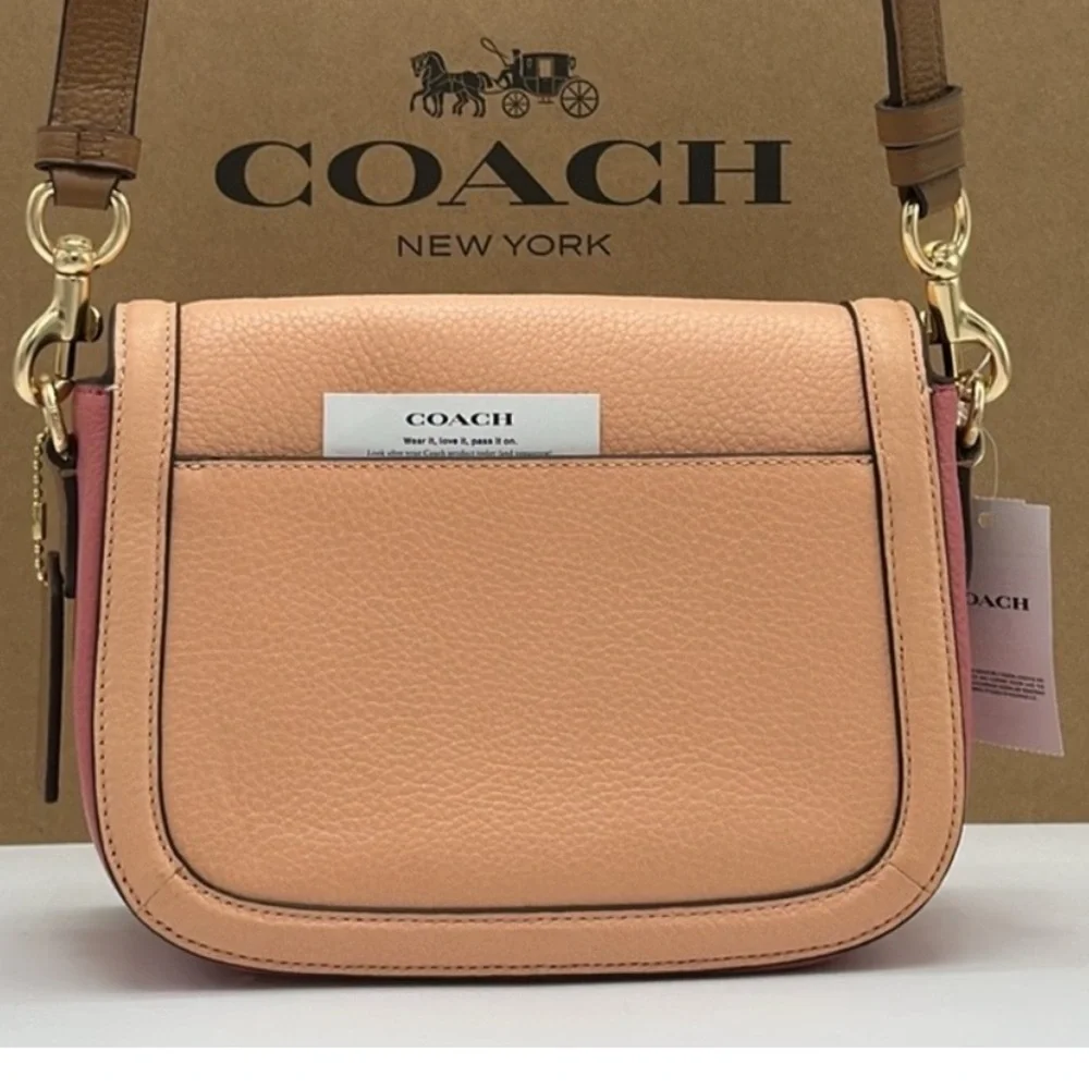 Coach Colorblock Pebble Leather Horse & Carriage Saddle Handbag Crossbody